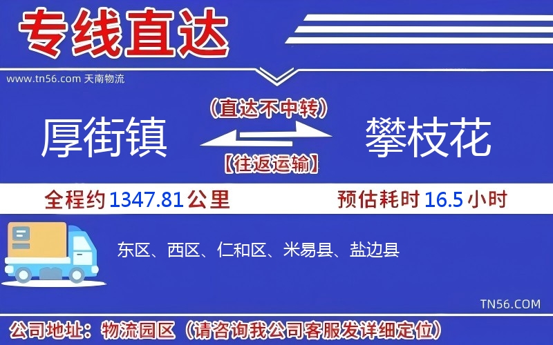 厚街鎮到攀枝花物流公司 厚街鎮到攀枝花物流公司