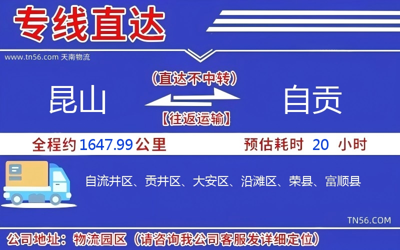 昆山到自貢物流公司 昆山到自貢物流公司